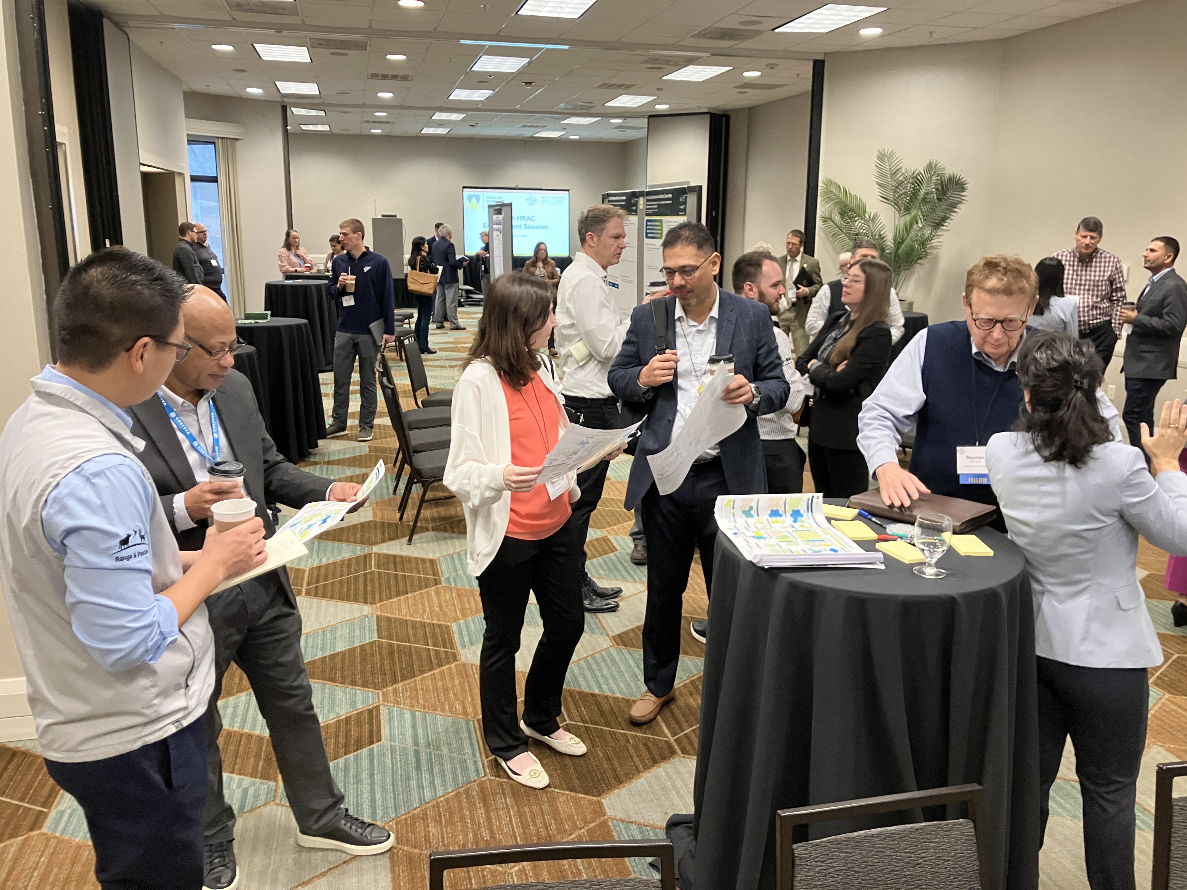 Attendees at the registration booth